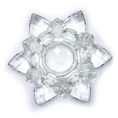 Bougeoir XL Lotus en verre – 20x9,5 cm. Symbole de lumière et d’éveil spirituel, pour sublimer vos moments de paix.
