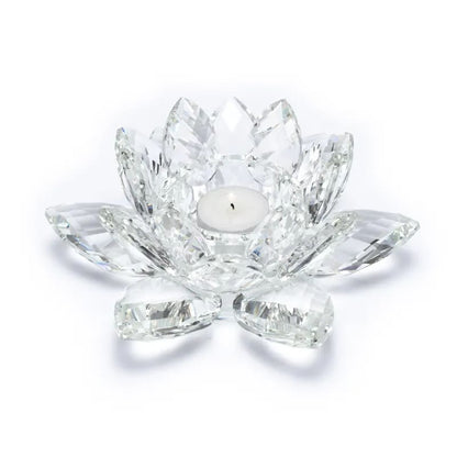 Bougeoir XL Lotus en verre – 20x9,5 cm. Symbole de lumière et d’éveil spirituel, pour sublimer vos moments de paix.