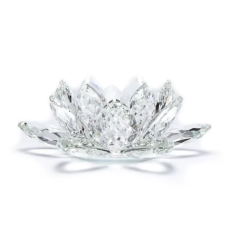 Bougeoir XL Lotus en verre – 20x9,5 cm. Symbole de lumière et d’éveil spirituel, pour sublimer vos moments de paix.