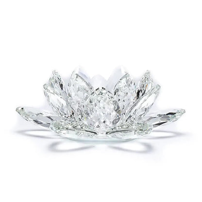 Bougeoir XL Lotus en verre – 20x9,5 cm. Symbole de lumière et d’éveil spirituel, pour sublimer vos moments de paix.