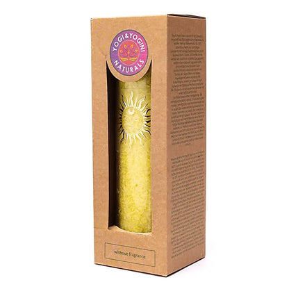 Bougie avec motif du Soleil - Équitable Non Parfumée en Cire de Palme Durable – Verre recyclé - 21 cm
