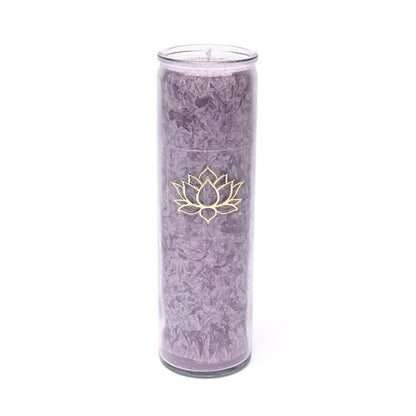 Bougie avec motif du Lotus - Équitable Non Parfumée en Cire de Palme Durable – Verre recyclé - 21 cm