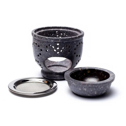 Encensoir / Lampe 10x9cm – 500g. Brûleur avec tamis pour mélanger et brûler vos encens et résines préférés. Élégant et pratique !