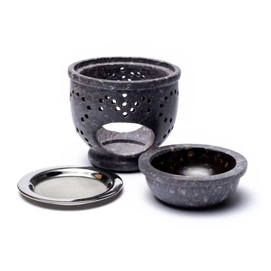 Encensoir / Lampe 10x9cm – 500g. Brûleur avec tamis pour mélanger et brûler vos encens et résines préférés. Élégant et pratique !