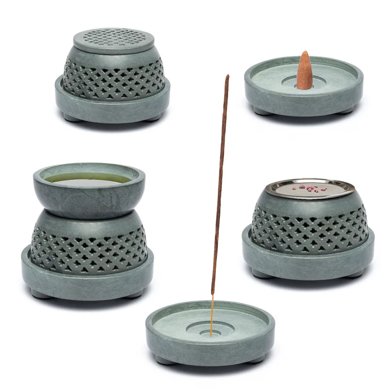 Robuste porte-bougie chauffe-plat, brûleur d'huile, brûle-encens et porte-bâtonnets d'encens en un