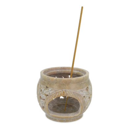Photophore robuste et multifonctionnel, évaporateur d'huile, brûleur d'encens et porte-bâton d'encens à la fois.