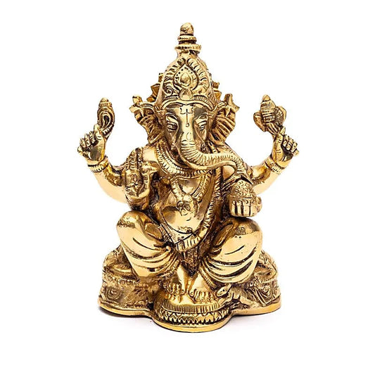 Ganesh en métal (laiton) - 16 cm - 1680 gr. - Parfait dans un Autel, Collection, Exposition...