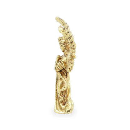 Petite statue d’ange gardien en laiton – Mains en prière, ailes déployées – Symbole de protection, de paix et de sérénité