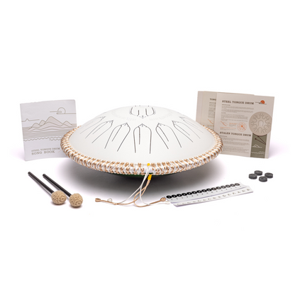 Handpan/ Tongue drum, modèle 'electro' 432 Hertz - 15 notes en Ré mineur Kurd/ D minor Kurd C major . 40 cm - 3 645 gr. Fabriqué en acier de haute qualité !