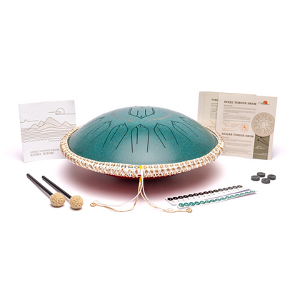 Handpan/ Tongue drum 'electro' avec prise pour câble d'amplification. 15 notes en DO majeur/ C major. 40 cm - 3 635 gr. Fabriqué en acier de haute qualité !