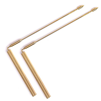 Baguette de radiesthésie 'de voyage', en cuivre, laiton et bois. 40 cm - 47 gr . Très bonne qualité !