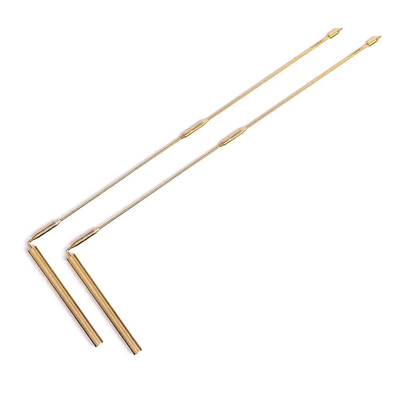 Baguette de radiesthésie 'de voyage', en cuivre, laiton et bois. 40 cm - 47 gr . Très bonne qualité !