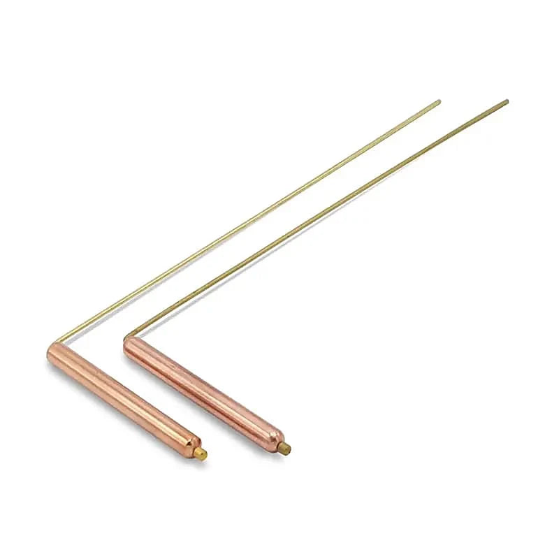 Baguettes de radiesthésie en laiton avec poignées en cuivre. 29 x 8 cm - 153 grammes.
