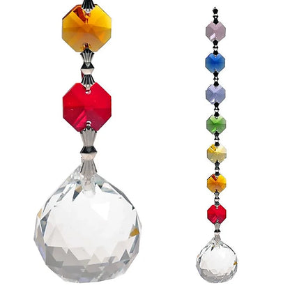 Sélection de 4 guirlandes avec des cristaux Feng Shui, aux couleurs des '7 chakras' ! 20 cm- 79 gr. - Simple, élégant et efficasse !
