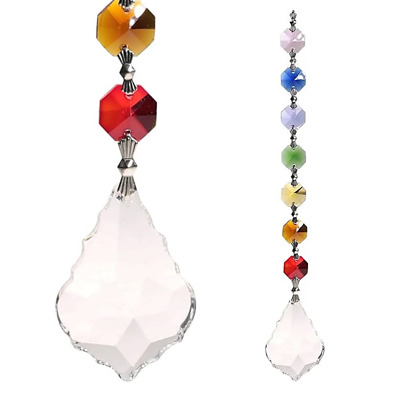 Sélection de 4 guirlandes avec des cristaux Feng Shui, aux couleurs des '7 chakras' ! 20 cm- 79 gr. - Simple, élégant et efficasse !