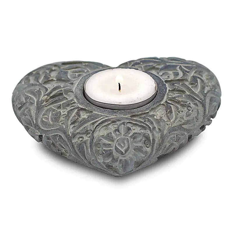 Joli bougeoir/brûle encens en forme de coeur, fait en pierre 'ollaire' - 9x11 cm - ±500 grammes - Vente à l'unité ou par 2 !