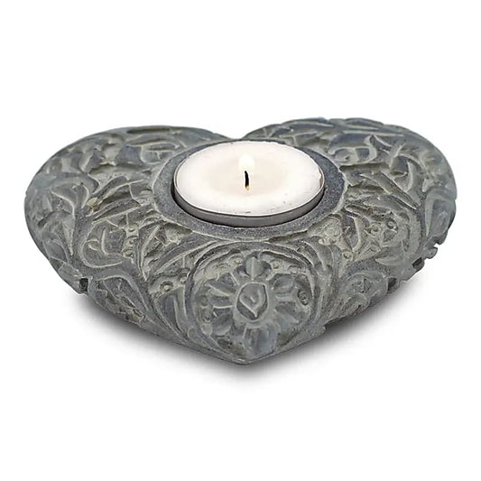 Joli bougeoir/brûle encens en forme de coeur, fait en pierre 'ollaire' - 9x11 cm - ±500 grammes - Vente à l'unité ou par 2 !