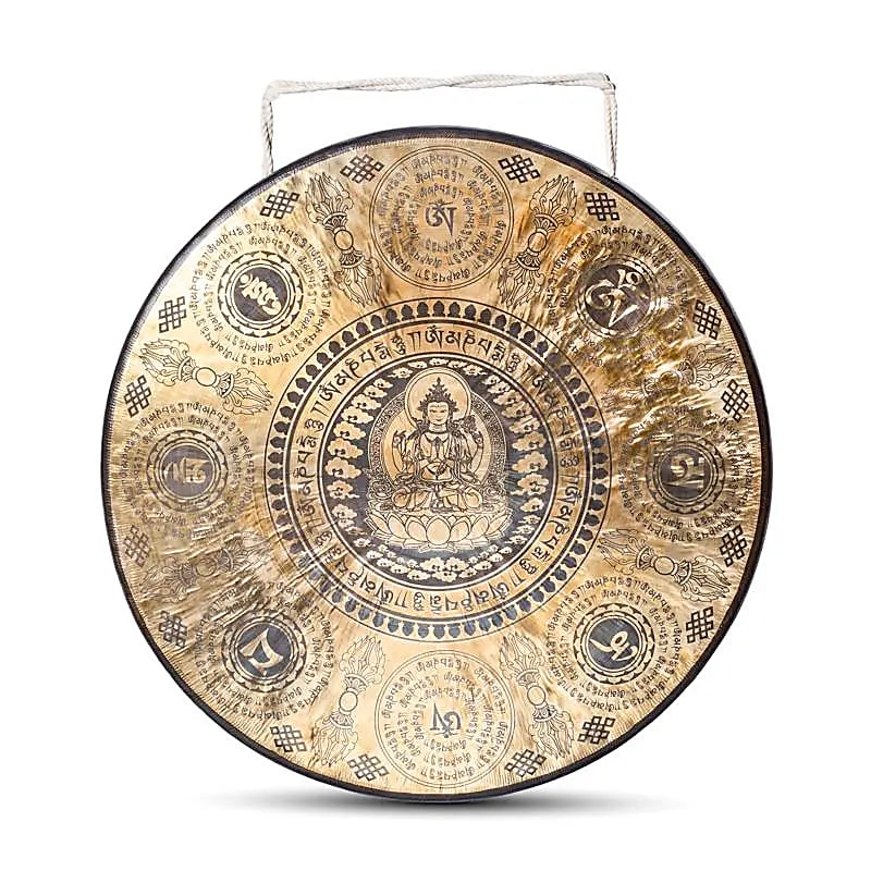 Gong 2025 – motifs au choix, Ø 55-70 cm, avec maillet, son fascinant et hypnotisant pour méditation et relaxation