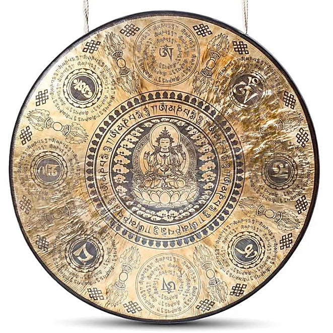 Gong Tam-tam avec gravure de Bouddha CHENRESIG, Ø 60 cm - 9 920 gr. - vendu avec maillet !