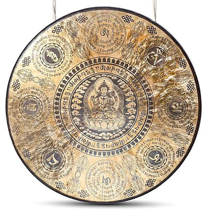 Gong Tam-tam avec gravure de Bouddha CHENRESIG, Ø 60 cm - 9 920 gr. - vendu avec maillet !