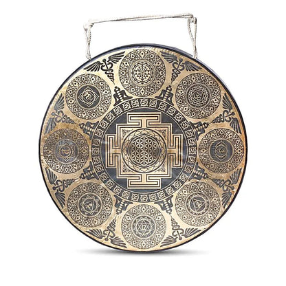 Gong 2025 – motifs au choix, Ø 55-70 cm, avec maillet, son fascinant et hypnotisant pour méditation et relaxation