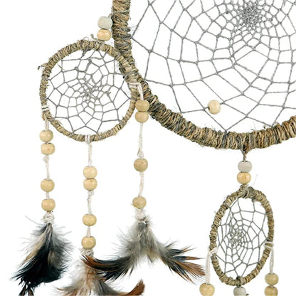 Attrape-rêves réalisé avec des plumes et matières naturelles ! 2 tailles au choix : ±20x5.5 ou 45x15.5 cm - ± 60 ou 70 gr. - Superbe qualité !