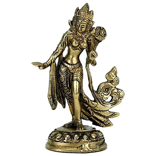 Sélection de statuettes de 'Tara verte dansante', de 13 ou 26cm de haut - 250 et 1650 grammes. Fait en métal (laiton) au Népal, parfait !