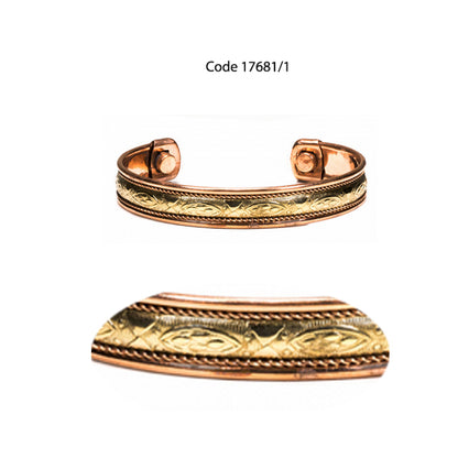 Sélection de bracelets 'Manchette' en cuivre – 5 modèles magnétiques au choix : gravure Fleur de Vie ou 7 Chakras – Fabrication indienne !