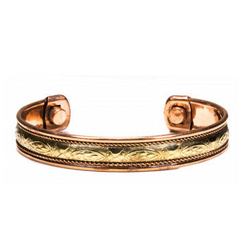 Selection of copper 'Cuff' bracelets - 5 magnetic models to choose from: Flower of Life or 7 Chakras engraving - Made in India!
