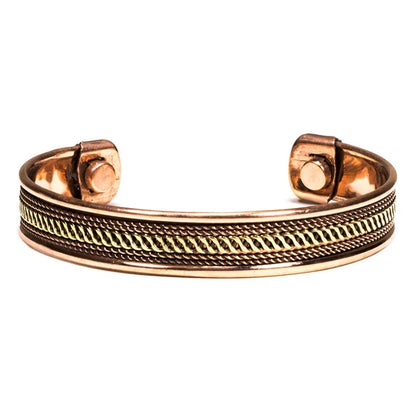 Selection of copper 'Cuff' bracelets - 5 magnetic models to choose from: Flower of Life or 7 Chakras engraving - Made in India!