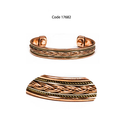 Sélection de bracelets 'Manchette' en cuivre – 5 modèles magnétiques au choix : gravure Fleur de Vie ou 7 Chakras – Fabrication indienne !