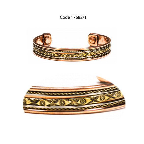 Sélection de bracelets 'Manchette' en cuivre – 5 modèles magnétiques au choix : gravure Fleur de Vie ou 7 Chakras – Fabrication indienne !