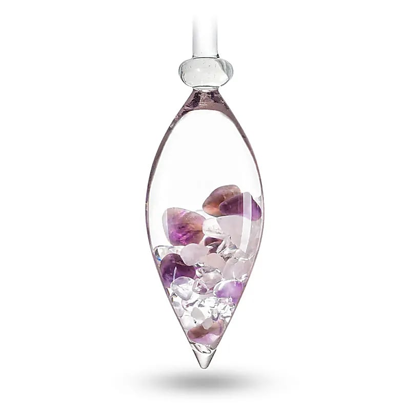 Bouteille/ Décanteur 'Era' de 1,3 litres, pour une nouvelle ère dans la préparation de « l’eau de gemme ». Verre sans métaux lourds ! vendu avec ou sans minéraux ! 3 bâtons de gemmes au choix : Diamant / 5 éléments / Bien être !