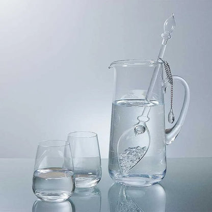 Bouteille/ Décanteur 'Era' de 1,3 litres, pour une nouvelle ère dans la préparation de « l’eau de gemme ». Verre sans métaux lourds ! vendu avec ou sans minéraux ! 3 bâtons de gemmes au choix : Diamant / 5 éléments / Bien être !
