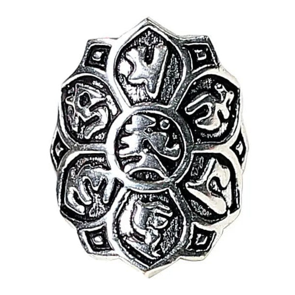 Bague couvrante en forme de Lotus 🪷 et symbole Bouddhiste, faîte en laiton couleur Argent. Superbe pièce ! Taille réglable/ ajustable !