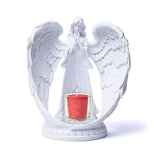 Bougeoir de taille XL en forme d'ange, 21.5x9x11.5 cm - 155 gr. Parfait pour les hommages !