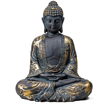 Bouddha de style Japonais - look vintage et mudra de méditation (geste de la main). - 17 centimètres - 478 grammes !