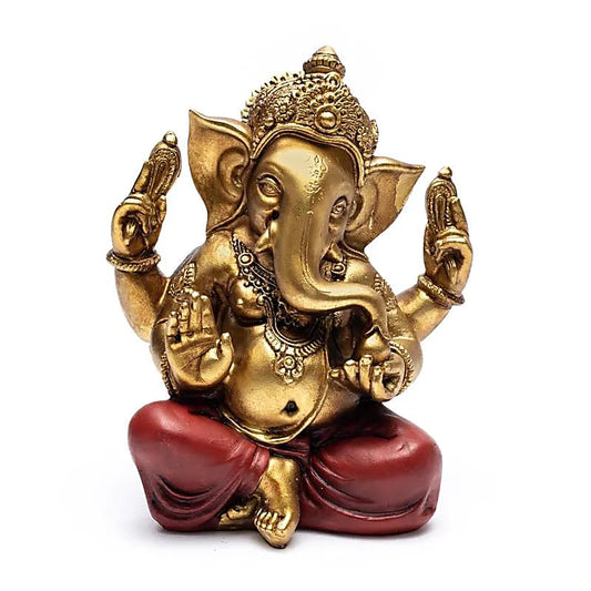 Ganesh assis bicolore, de  14 x 11 x 18 cm - 460 grammes - Modèle peint à la main !