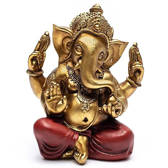 Ganesh assis bicolore, de  14 x 11 x 18 cm - 460 grammes - Modèle peint à la main !