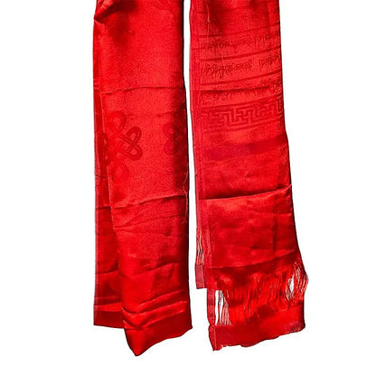 Katha de 2,40 m - 5 couleurs au choix - En soie artificielle ornée de motifs Tibétains, écharpe de salutation, offrande de respect et décoration d’autel bouddhiste