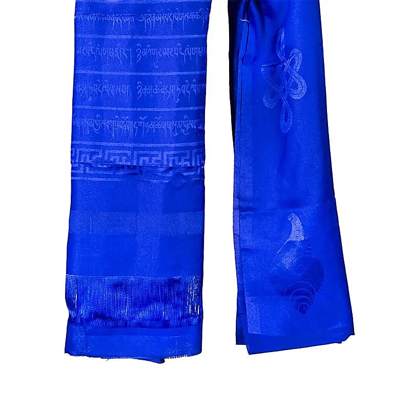 Katha de 2,40 m - 5 couleurs au choix - En soie artificielle ornée de motifs Tibétains, écharpe de salutation, offrande de respect et décoration d’autel bouddhiste