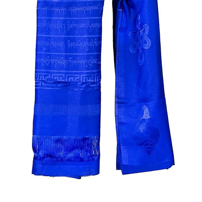 Katha de 2,40 m - 5 couleurs au choix - En soie artificielle ornée de motifs Tibétains, écharpe de salutation, offrande de respect et décoration d’autel bouddhiste