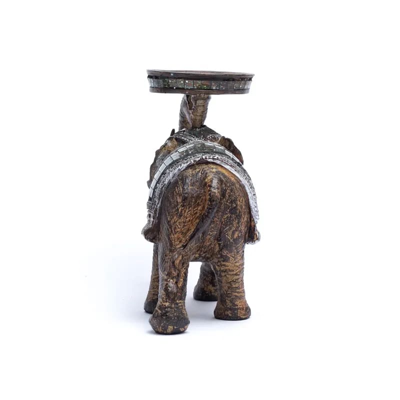 Statuette/ Bougeoir d'éléphant de 14x6x7 cm - ± 432 gr. Fait au Népal, parfait sur un Autel, Collection, Exposition...!