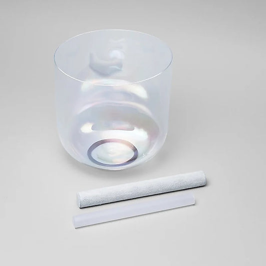 Bol chantant 432 Hz 'haut de gamme' en cristal clair de 20 cm - 1350 grammes - FA/ F (chakra coeur) - Vendu avec maillet  !
