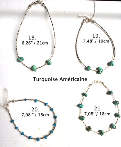 Collection de bracelets 'Argent & Pierre' - Perles et tubes torsadés en Argent, 18 cm de long. Fait main par Zen Curiosity !