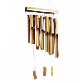 Carillon Bambou - Finition Naturelle - 12 Grands Tubes - 33 x 8,5 x 130 cm