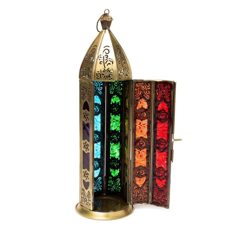 Photophore/ Bougeoir/ Lanterne - fait en métal et en verre - 29 x 9 cm - 435 grammes - Convient aux bougies chauffe plat