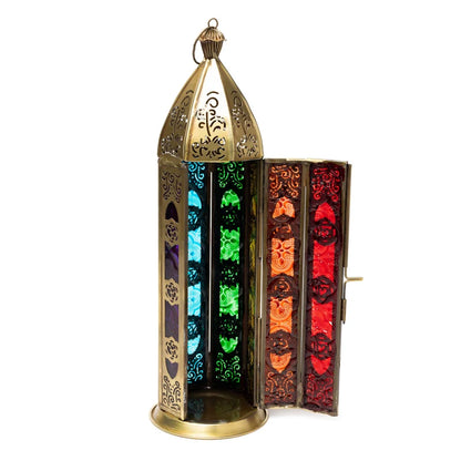 Photophore/ Bougeoir/ Lanterne - fait en métal et en verre - 29 x 9 cm - 435 grammes - Convient aux bougies chauffe plat