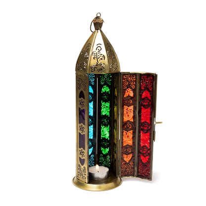 Photophore/ Bougeoir/ Lanterne - fait en métal et en verre - 29 x 9 cm - 435 grammes - Convient aux bougies chauffe plat