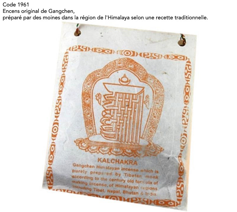 Encens original de chez 'Gangchen', en poudre*, sachet de 40 gr., préparé par des moines dans la région de l'Himalaya selon une recette traditionnelle.  Ingrédients 100% naturels !!